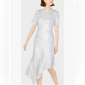 Adrianna papell silver sequin cocktail dress size 14